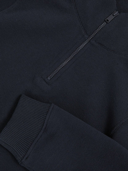 Reiss 9-13 yrs Textured Half-Zip Sweatshirt with Cotton in Navy