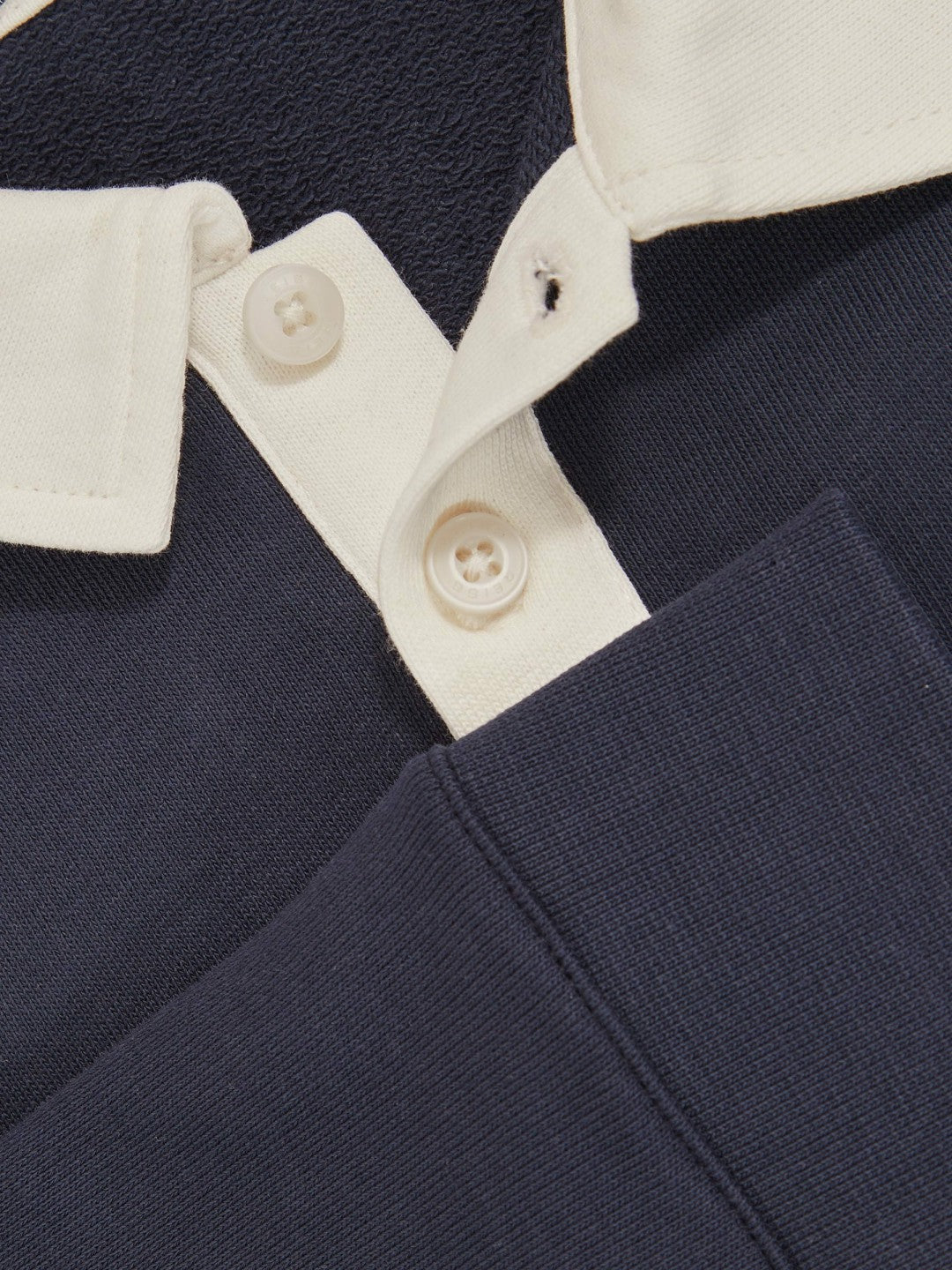 Reiss Cotton Half-Button Rugby Polo Shirt in Navy/White