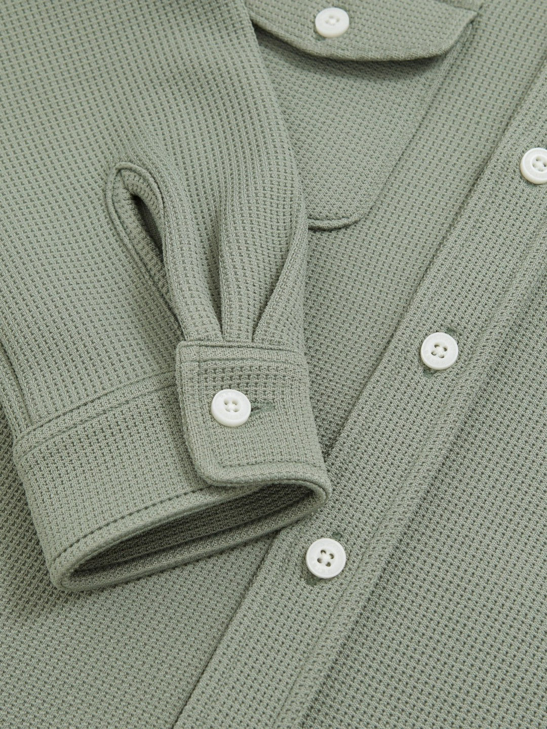 Reiss 9-13 yrs Waffle-Textured Twin-Pocket Overshirt in Sage