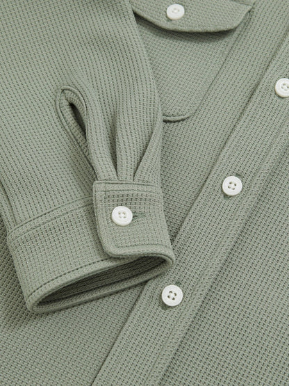 Reiss 9-13 yrs Waffle-Textured Twin-Pocket Overshirt in Sage