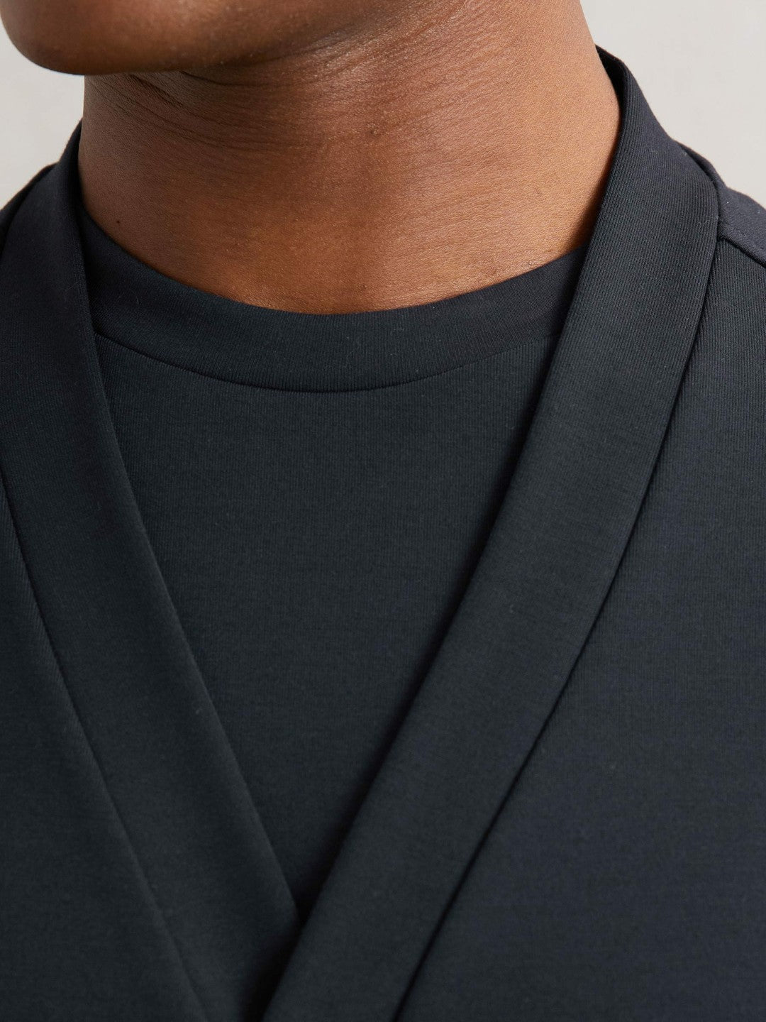 Reiss V-Neck Interlock Jersey Cardigan in Navy