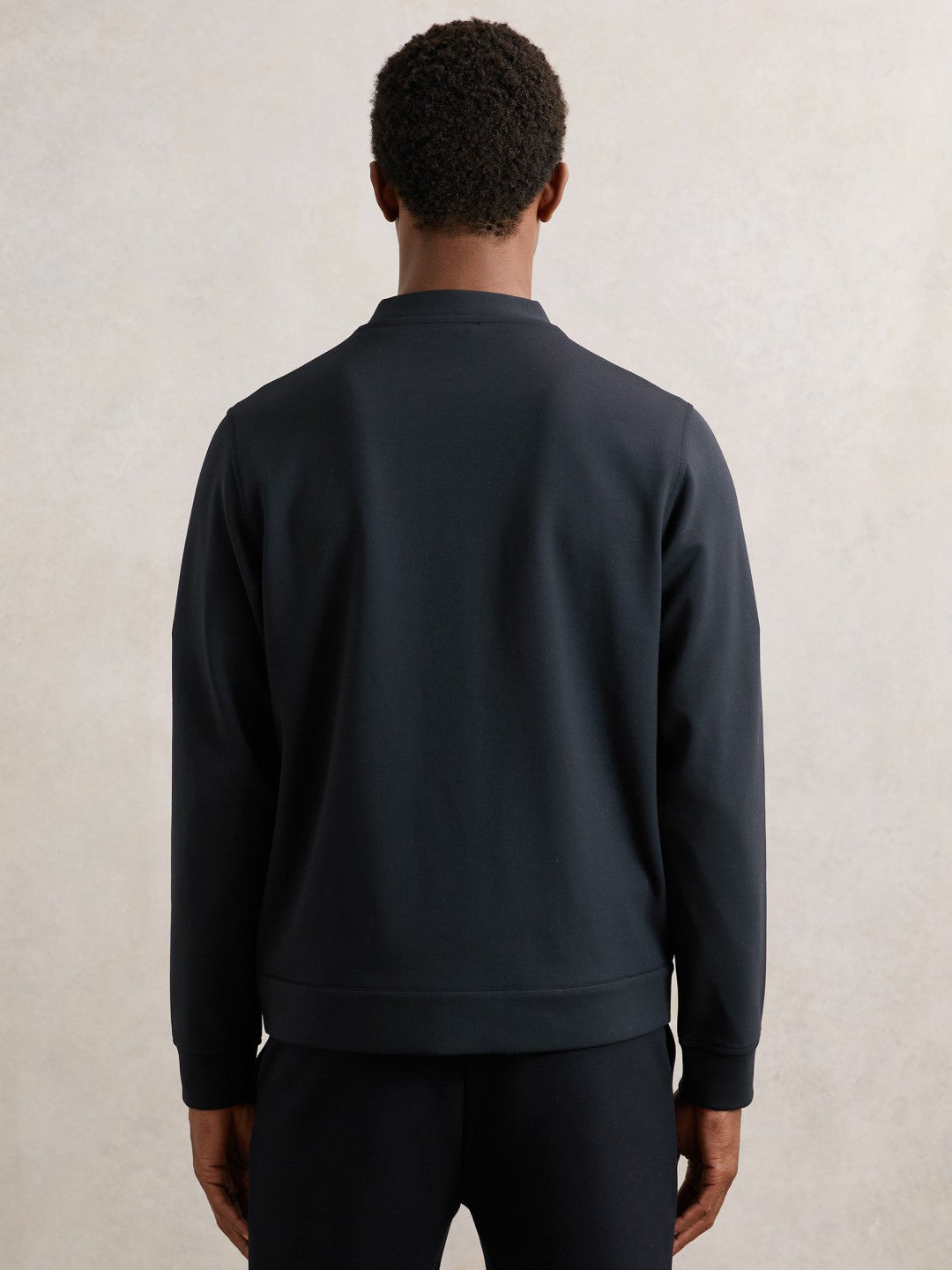 Reiss V-Neck Interlock Jersey Cardigan in Navy