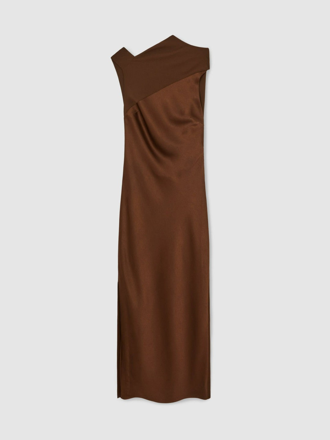 Reiss Petite Back Detail Midi Dress in Bronze