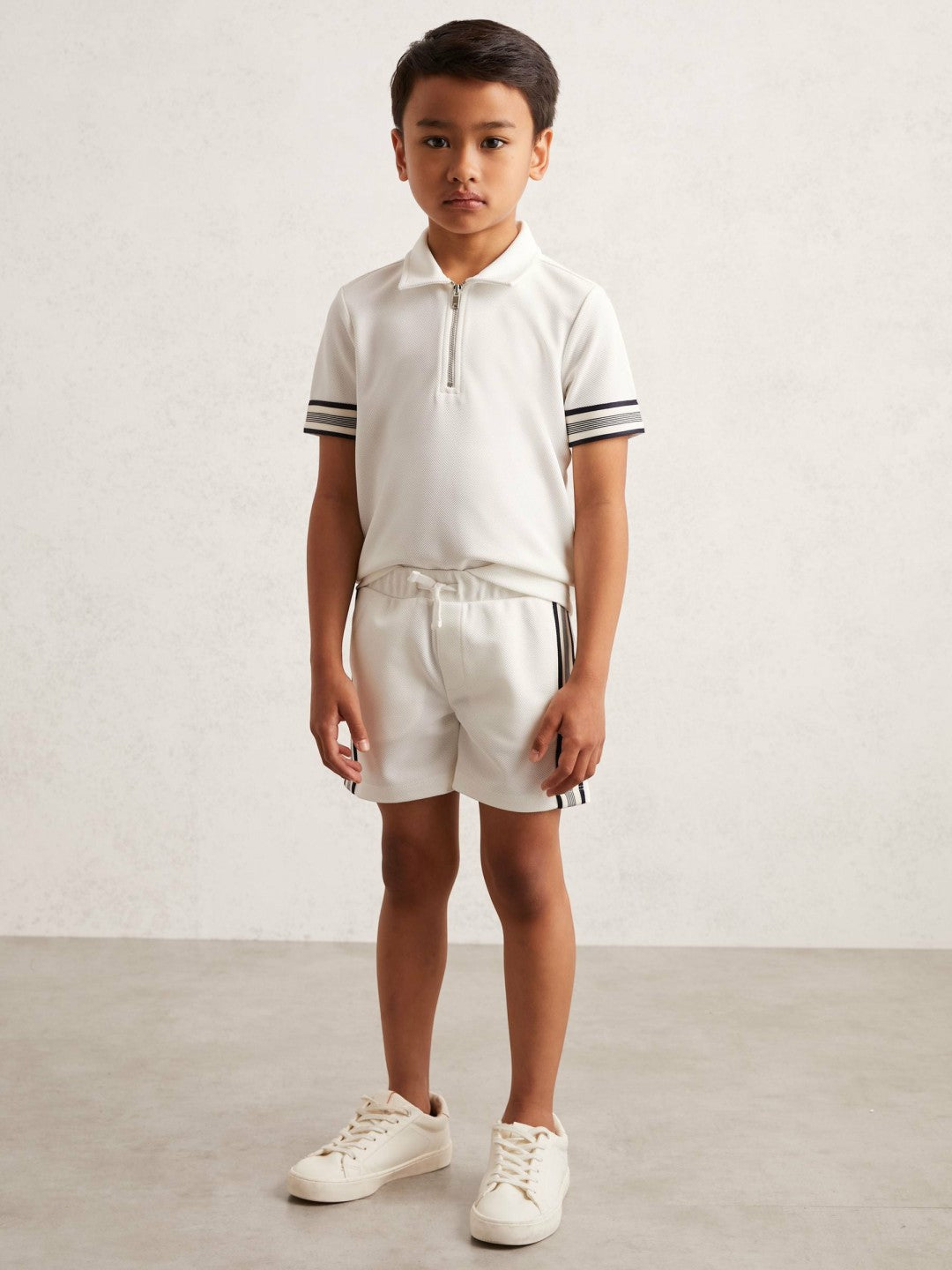 Reiss 13-14 yrs Side Stripe Textured Shorts in White