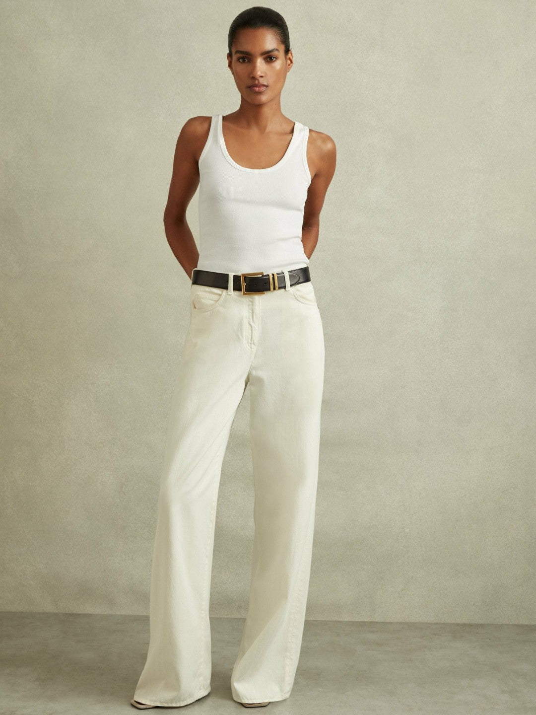 Reiss Stretch-Cotton Ribbed Vest in White