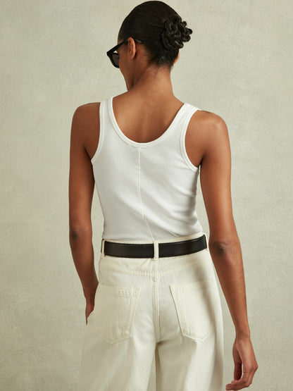 Reiss Stretch-Cotton Ribbed Vest in White