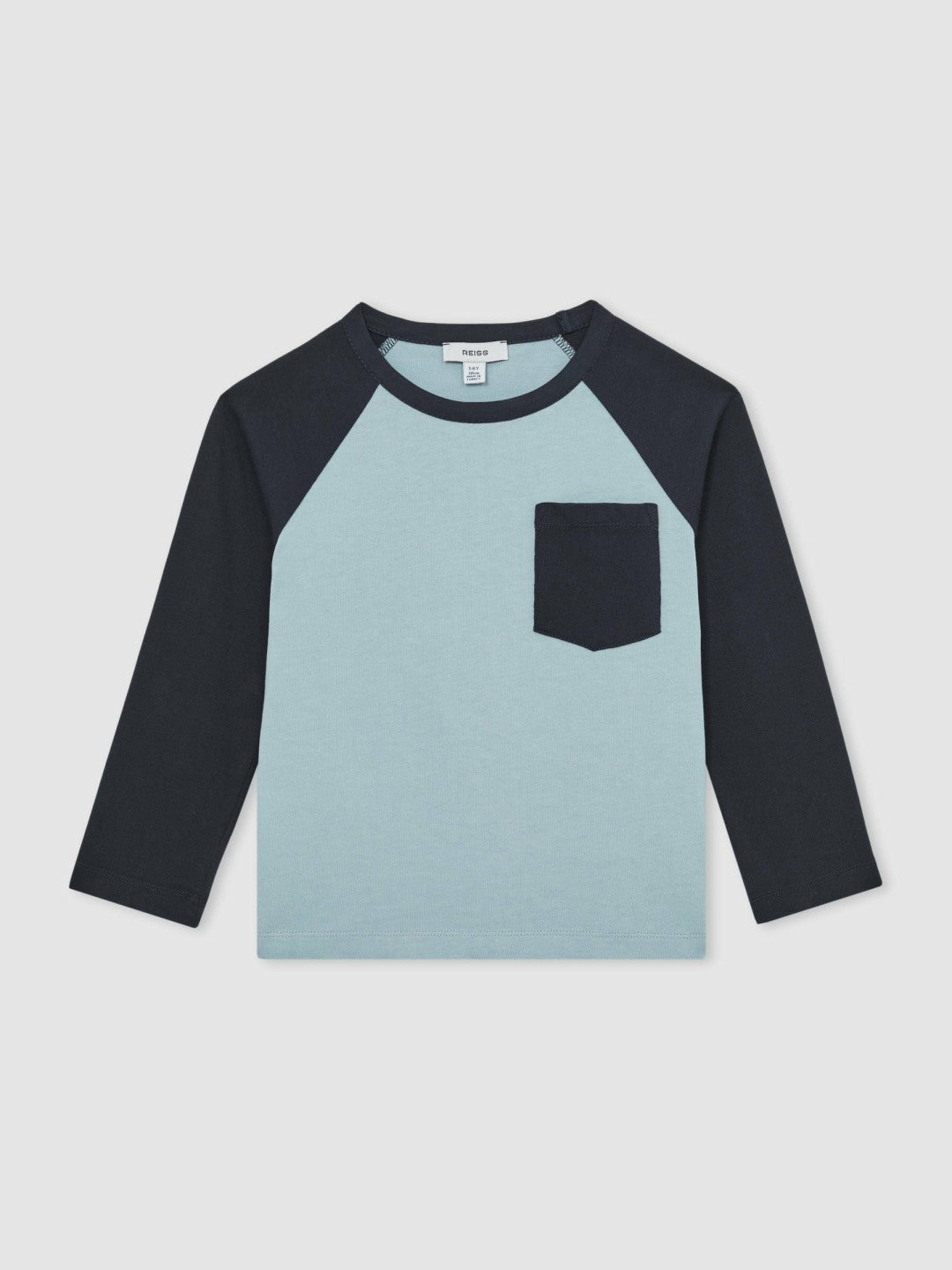 Reiss 3-9 yrs Cotton Colour-Block Long-Sleeve T-Shirt in Navy Blue