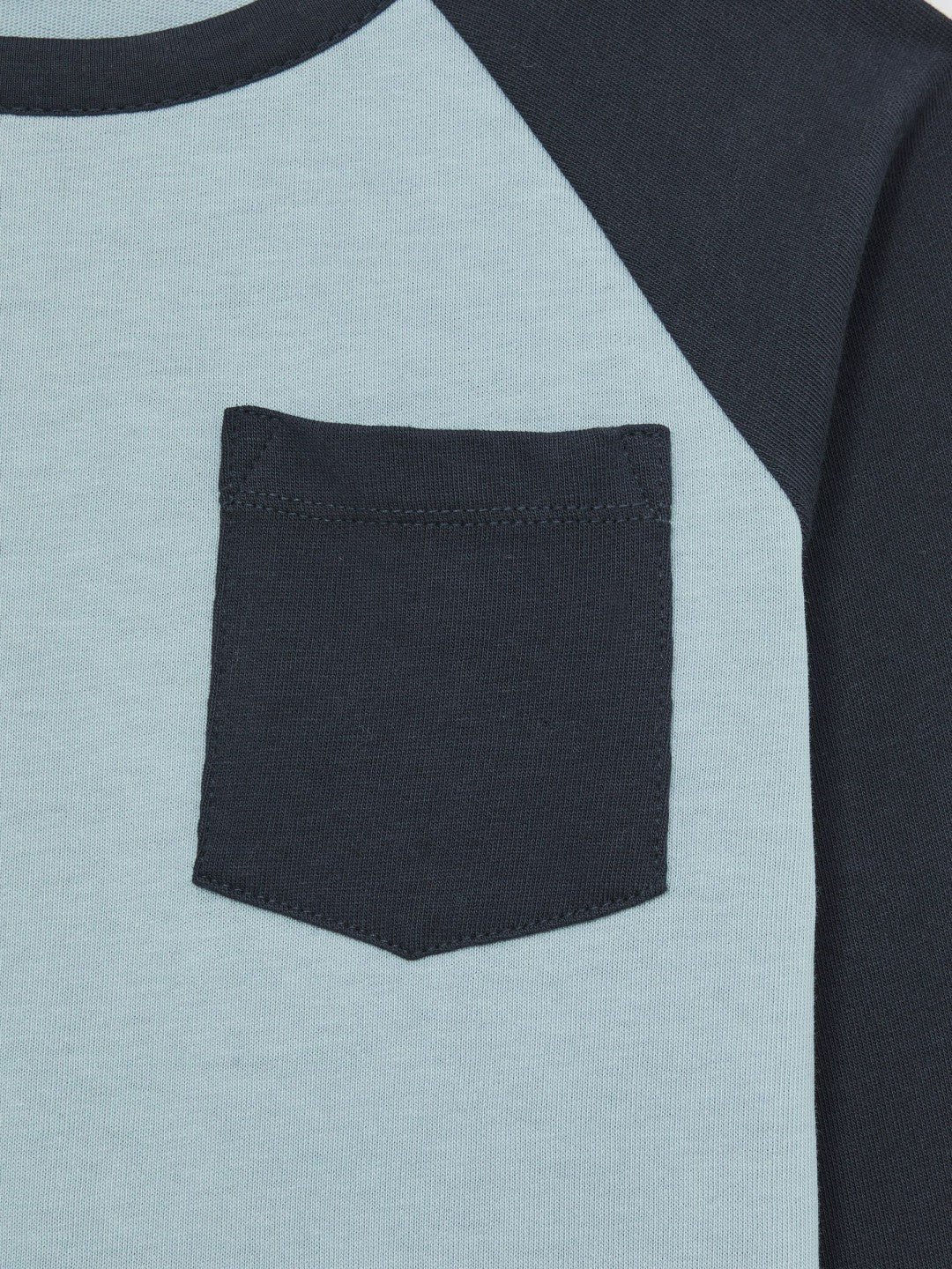 Reiss 9-13 yrs Cotton Colour-Block Long-Sleeve T-Shirt in Navy Blue
