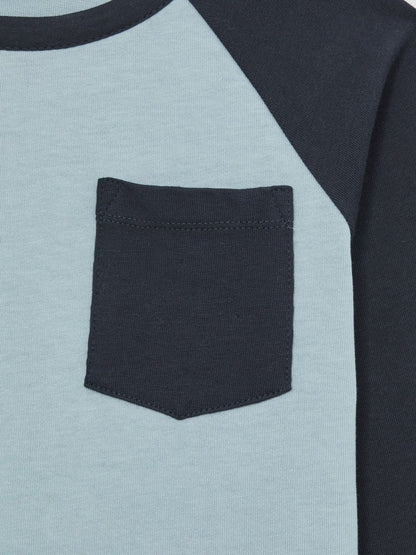 Reiss 9-13 yrs Cotton Colour-Block Long-Sleeve T-Shirt in Navy Blue