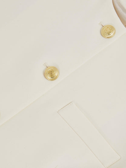 Reiss High-Neck Longline Waistcoat in Cream