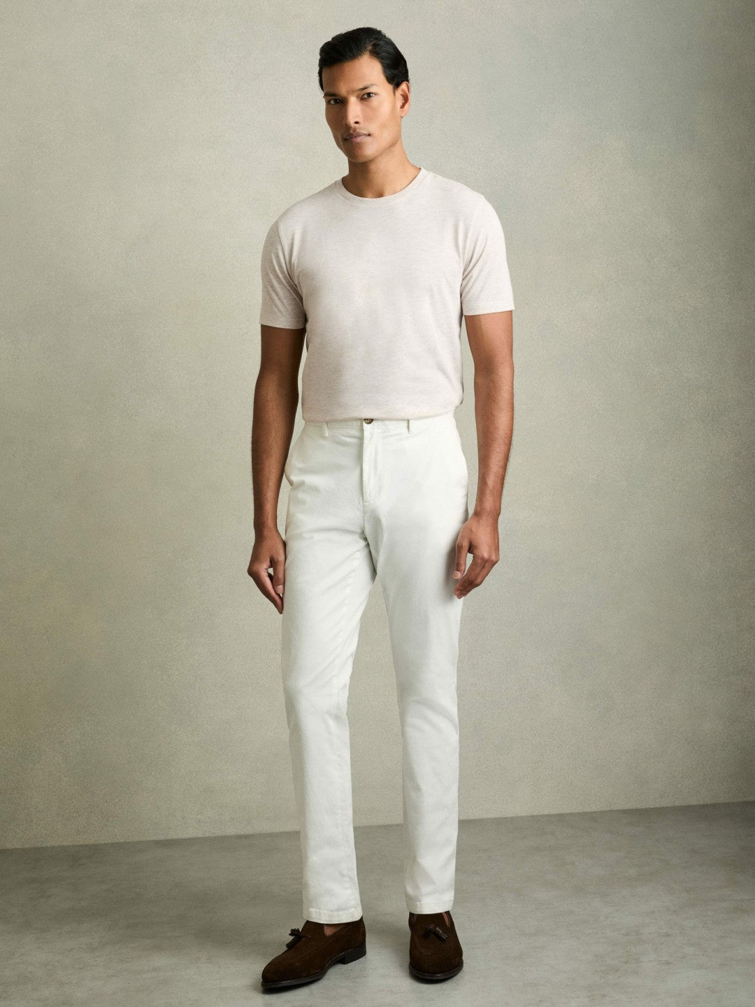 Reiss Cotton Crew Neck T-Shirt in Wheat Melange