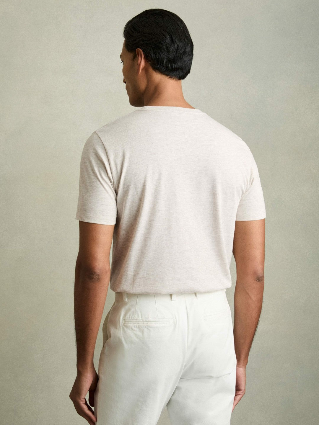 Reiss Cotton Crew Neck T-Shirt in Wheat Melange