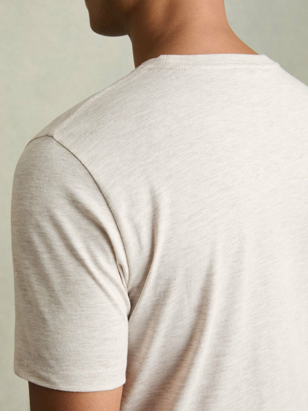 Reiss Cotton Crew Neck T-Shirt in Wheat Melange