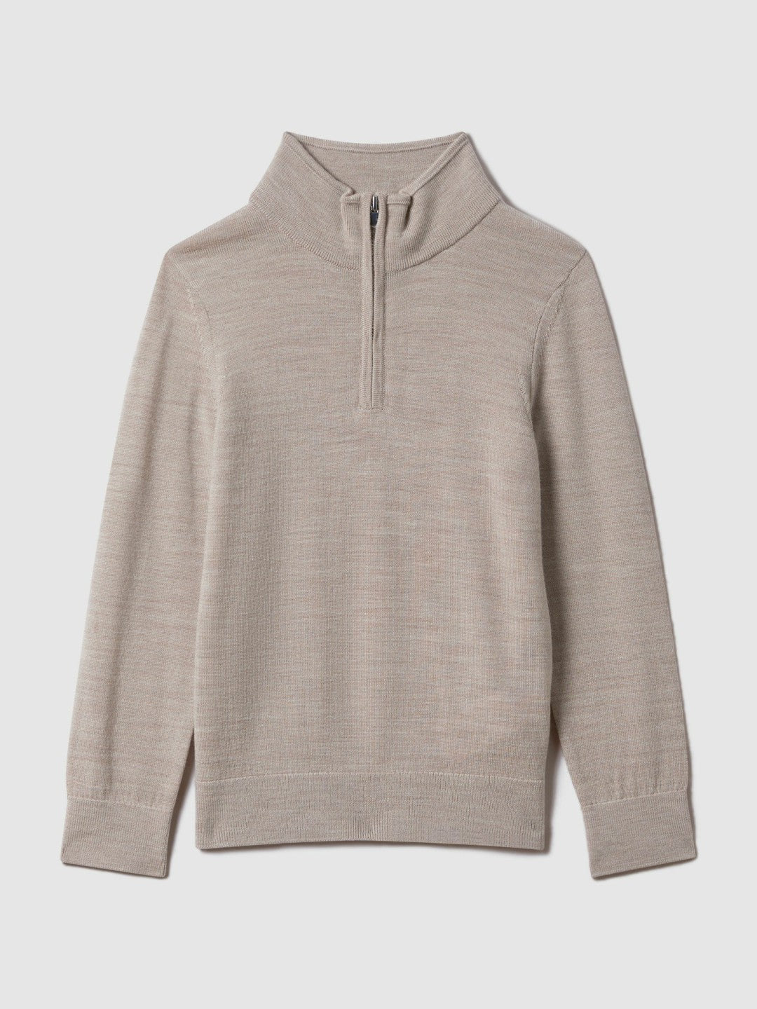 Reiss 3-9 yrs Wool Half-Zip Funnel Neck Jumper in Wheat Melange