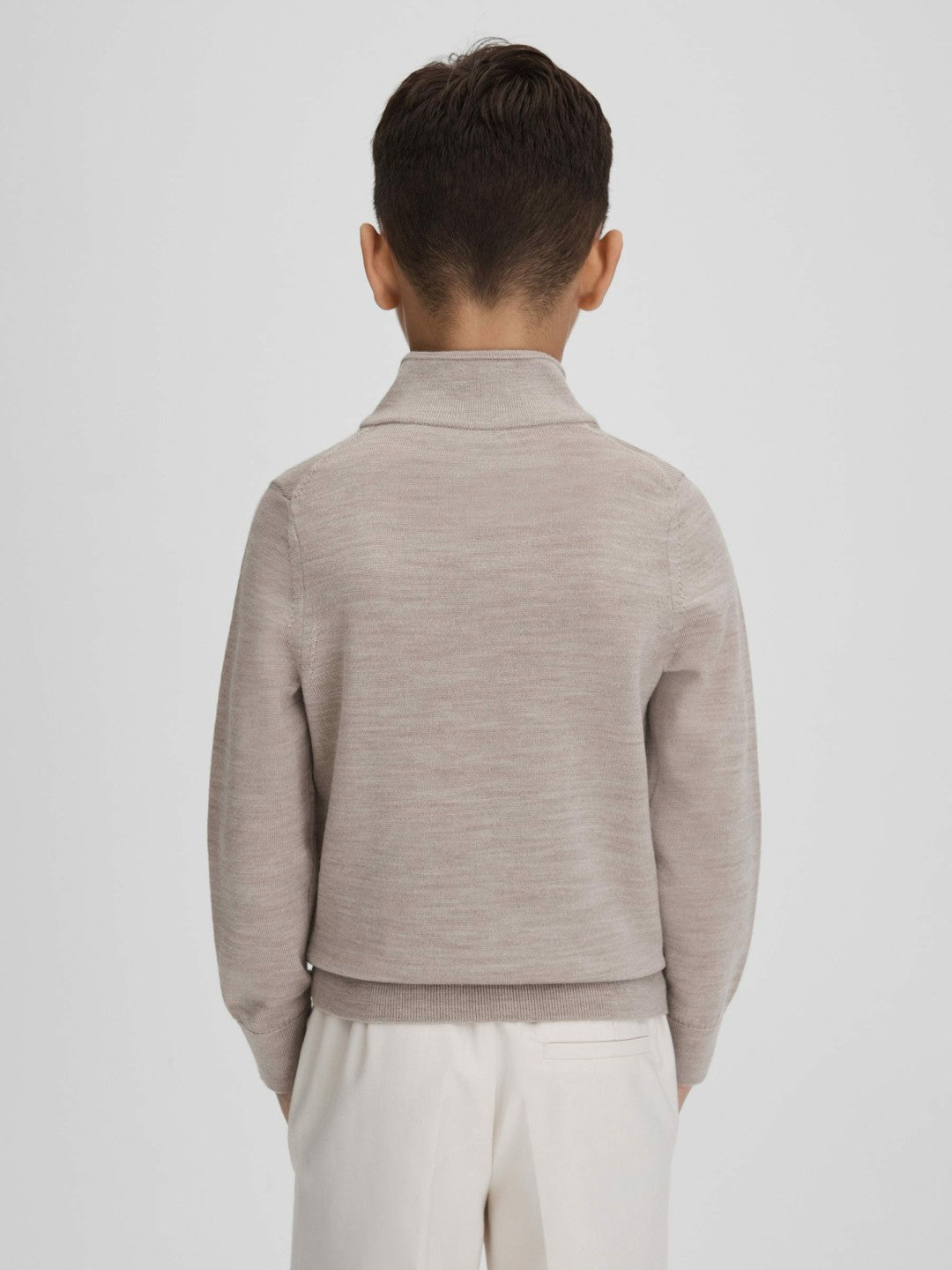 Reiss 3-9 yrs Wool Half-Zip Funnel Neck Jumper in Wheat Melange
