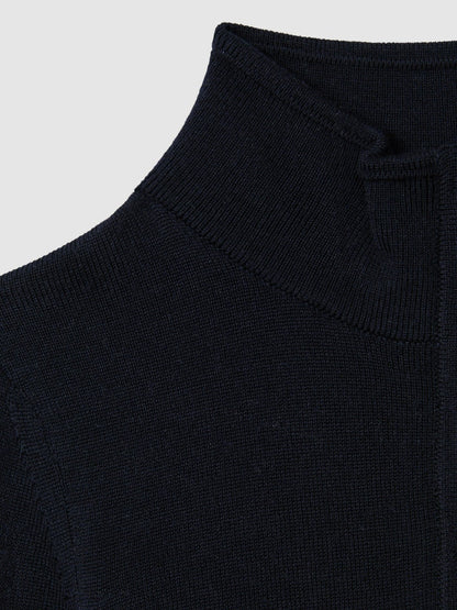 Reiss 9-13 yrs Wool Half-Zip Funnel Neck Jumper in Navy