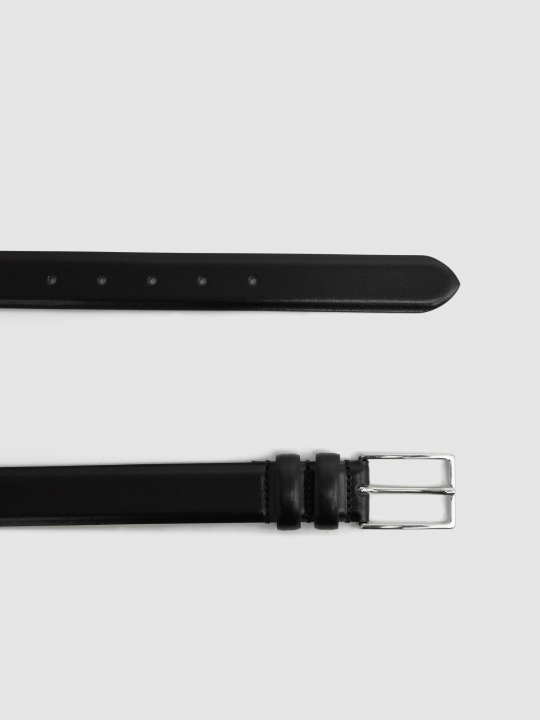 Reiss Smooth Leather Belt in Black
