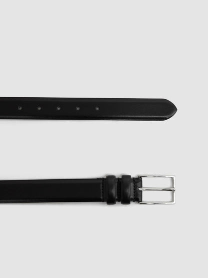 Reiss Smooth Leather Belt in Black