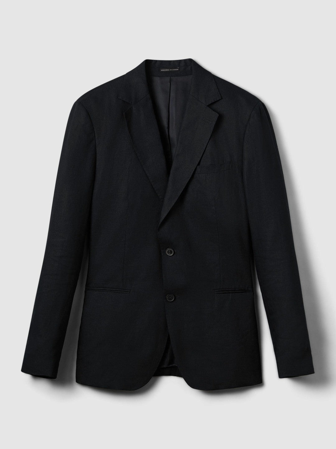 Reiss Slim-Fit Single Breasted Linen Blazer in Navy