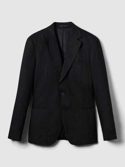 Reiss Slim-Fit Single Breasted Linen Blazer in Navy