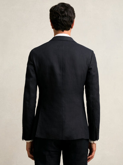 Reiss Slim-Fit Single Breasted Linen Blazer in Navy