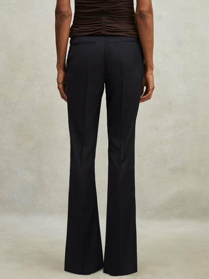 Reiss Petite Wool-Blend Tailored Flared Suit Trousers in Navy