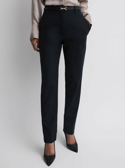 Reiss Wool Blend Tapered Suit Trousers in Navy