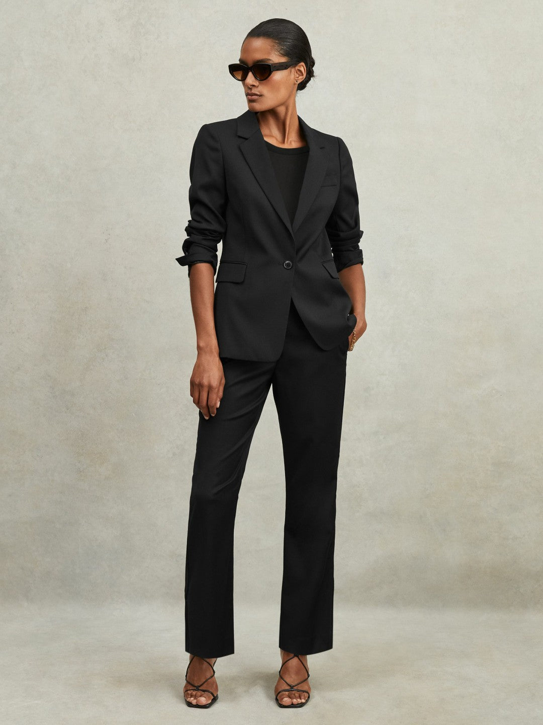 Reiss Petite Single Breasted Suit Blazer in Black