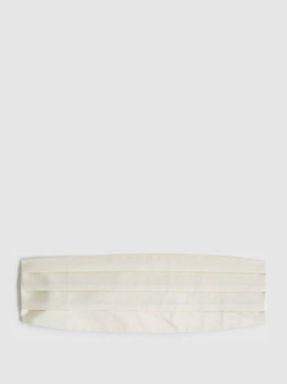 Reiss Silk Cummerbund in Ivory
