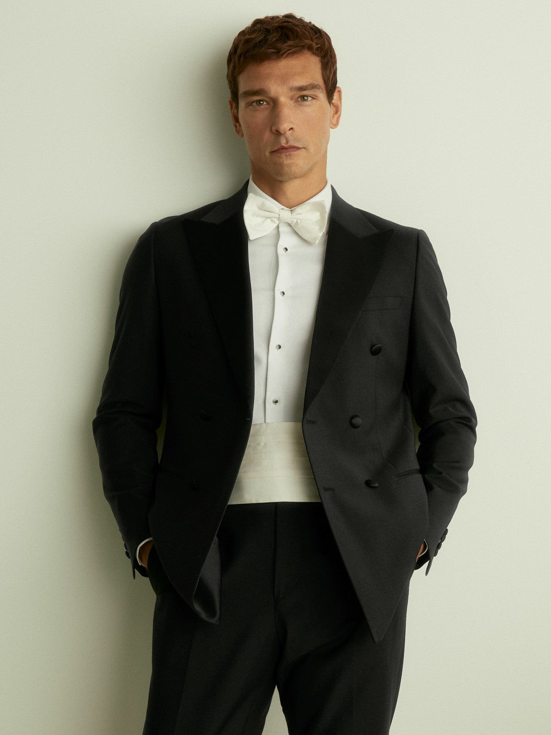 Reiss Silk Cummerbund in Ivory