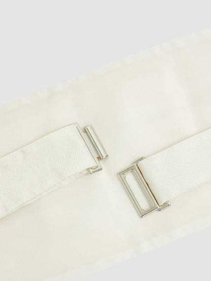 Reiss Silk Cummerbund in Ivory