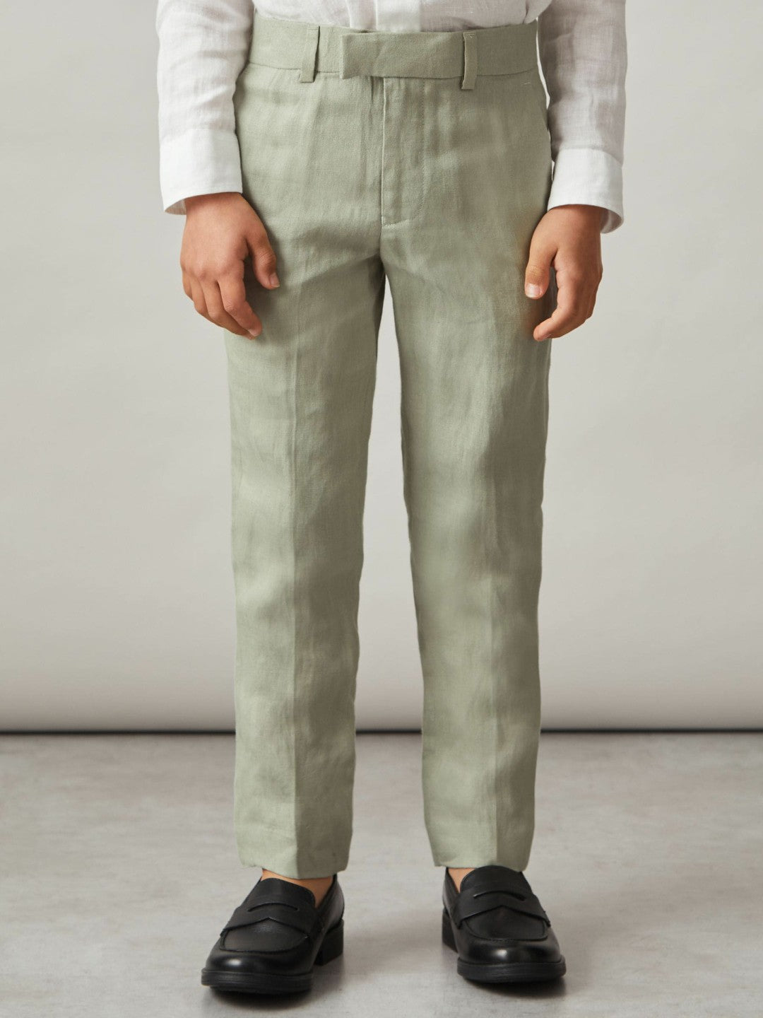 Reiss 9-13 yrs Slim Fit Linen Adjustable Trousers in Apple