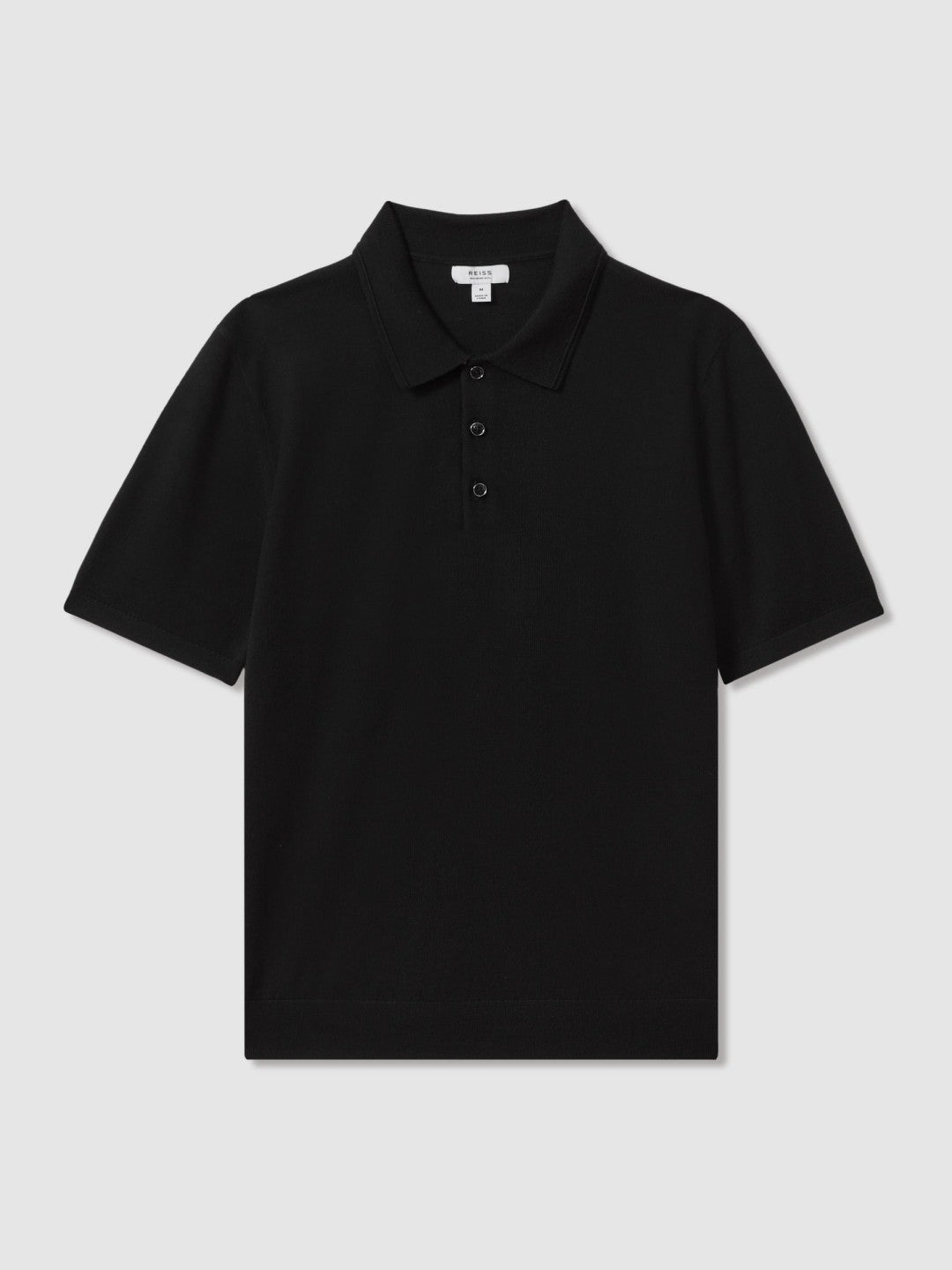 Reiss Merino Wool Polo Shirt in Black