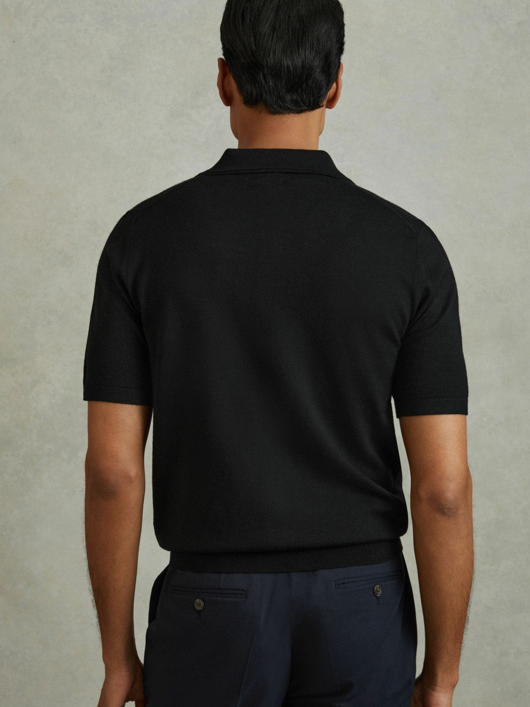 Reiss Merino Wool Polo Shirt in Black