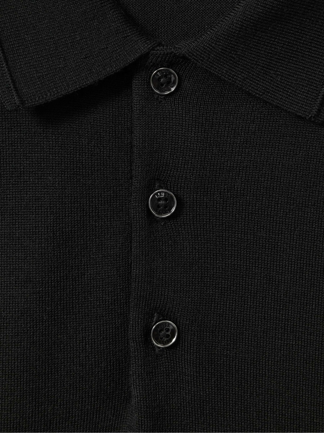 Reiss Merino Wool Polo Shirt in Black