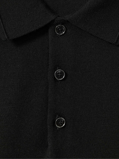 Reiss Merino Wool Polo Shirt in Black
