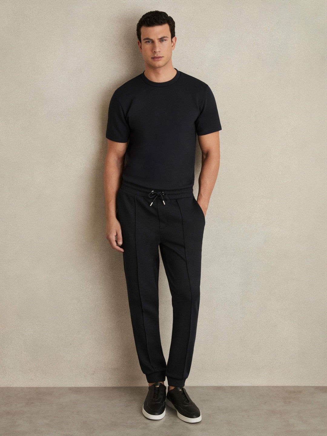 Reiss Drawstring Jersey Joggers in Navy Blue
