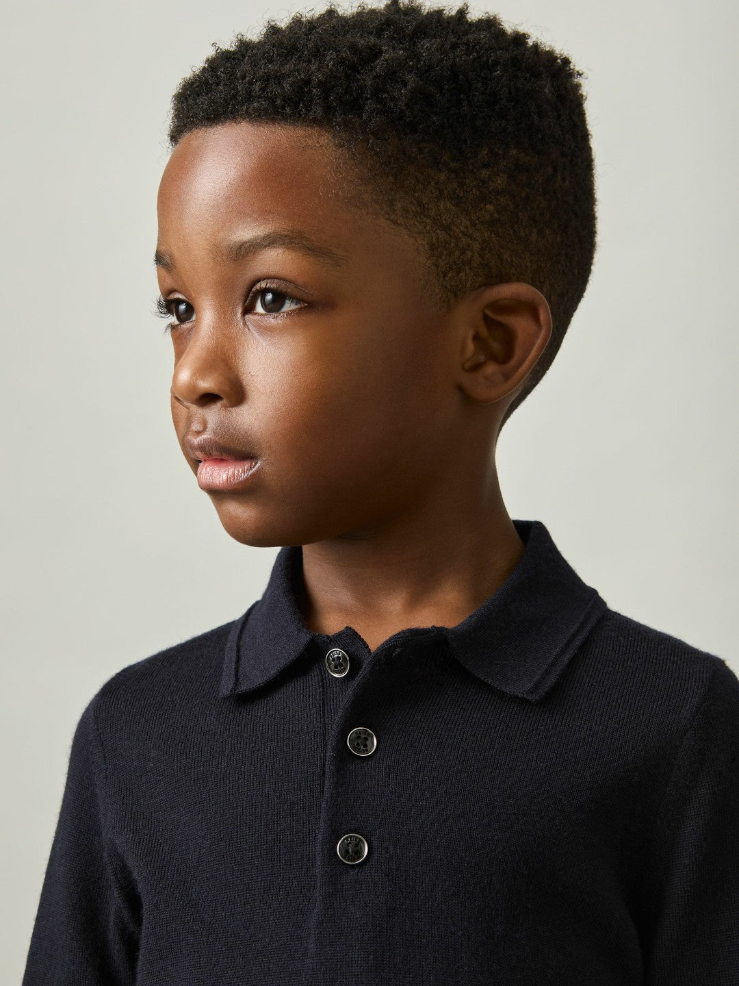 Reiss 9-14 yrs Merino Wool Polo Shirt in Navy