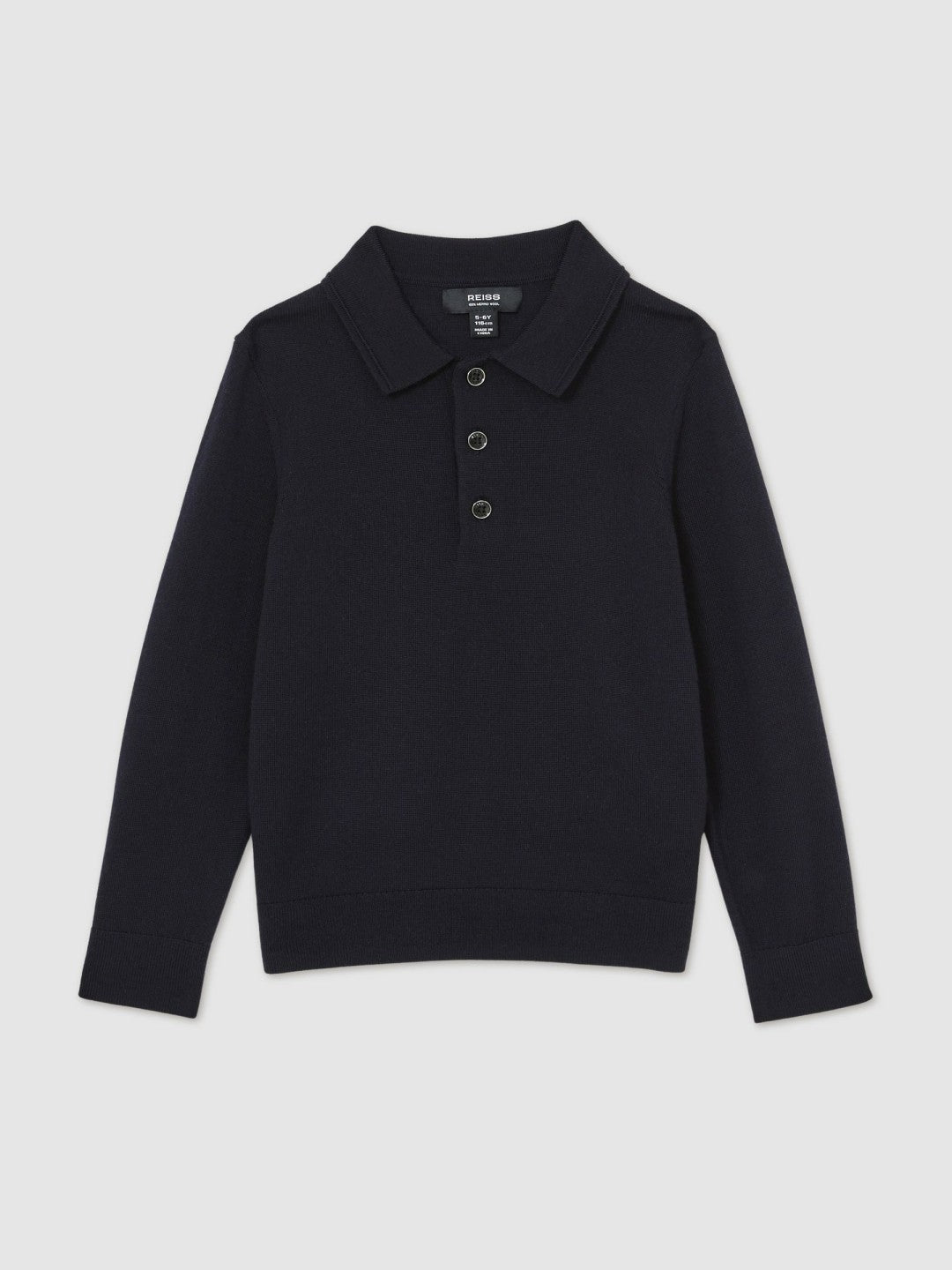 Reiss 9-14 yrs Merino Wool Polo Shirt in Navy