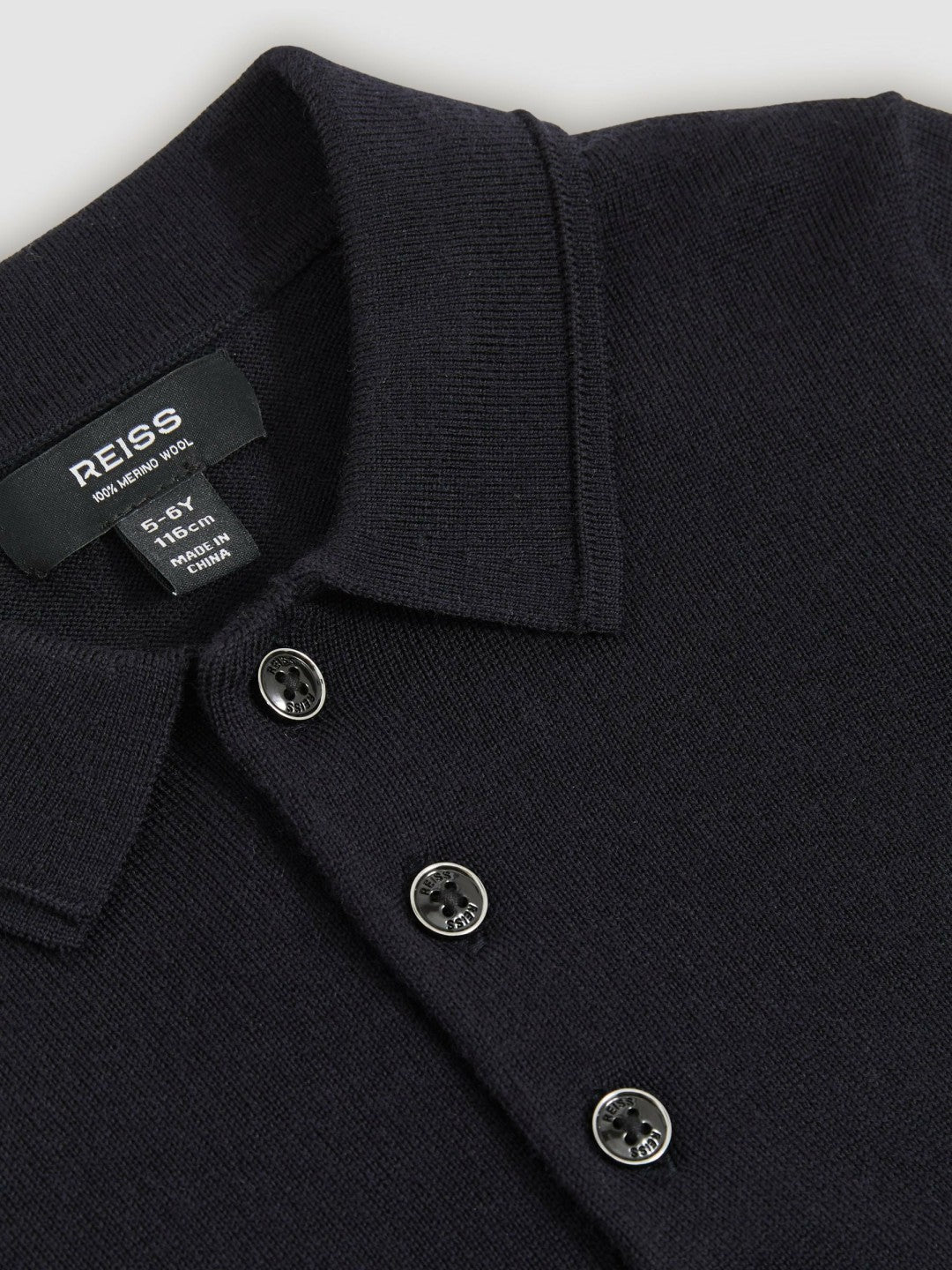 Reiss 9-14 yrs Merino Wool Polo Shirt in Navy