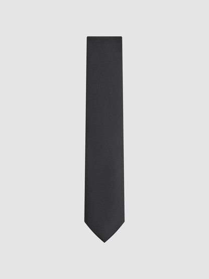 Reiss Textured Silk Blend Tie in Black
