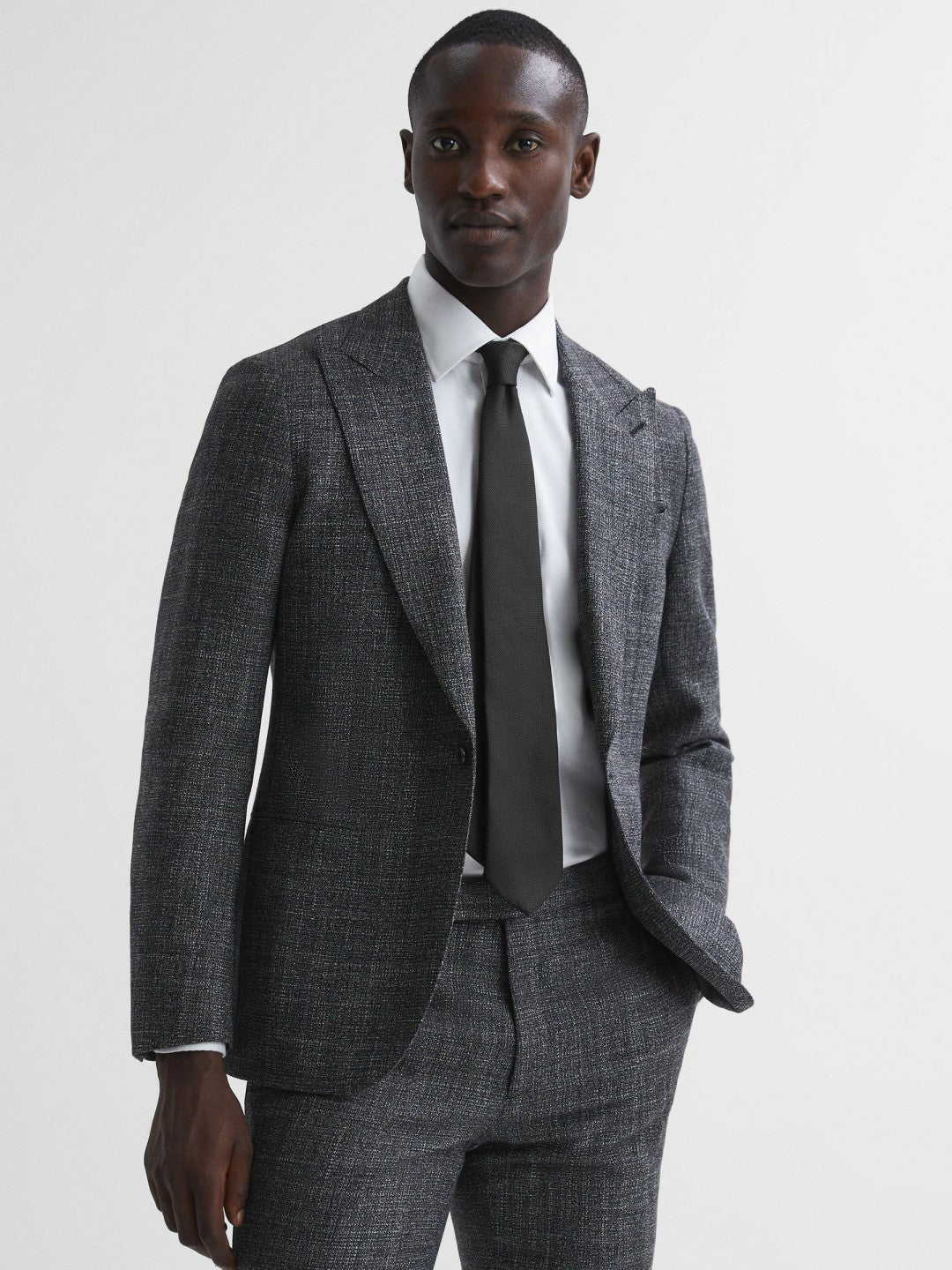 Reiss Textured Silk Blend Tie in Black