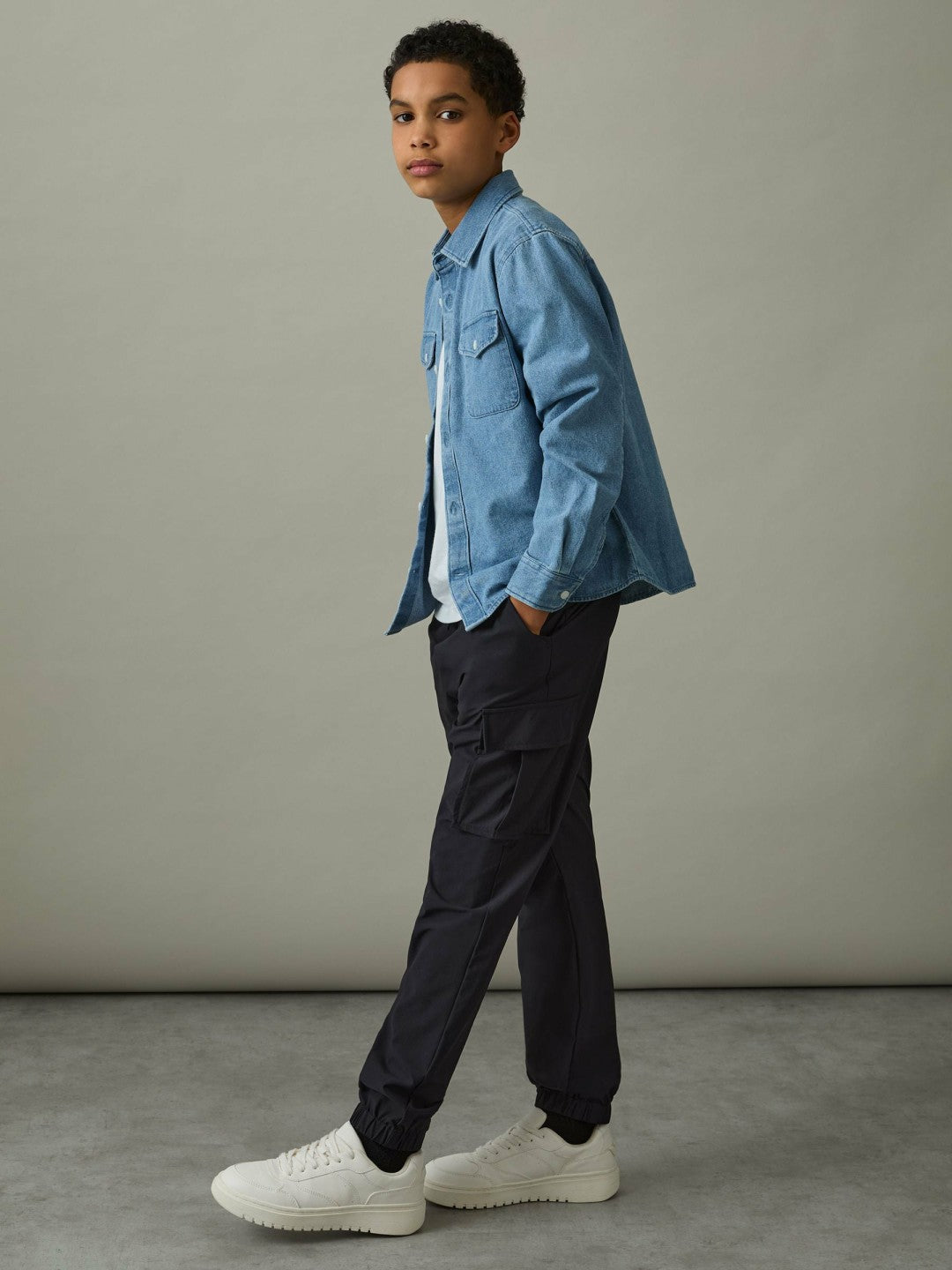 Reiss 3-9 yrs Technical Drawstring Cuffed Cargo Trousers in Navy