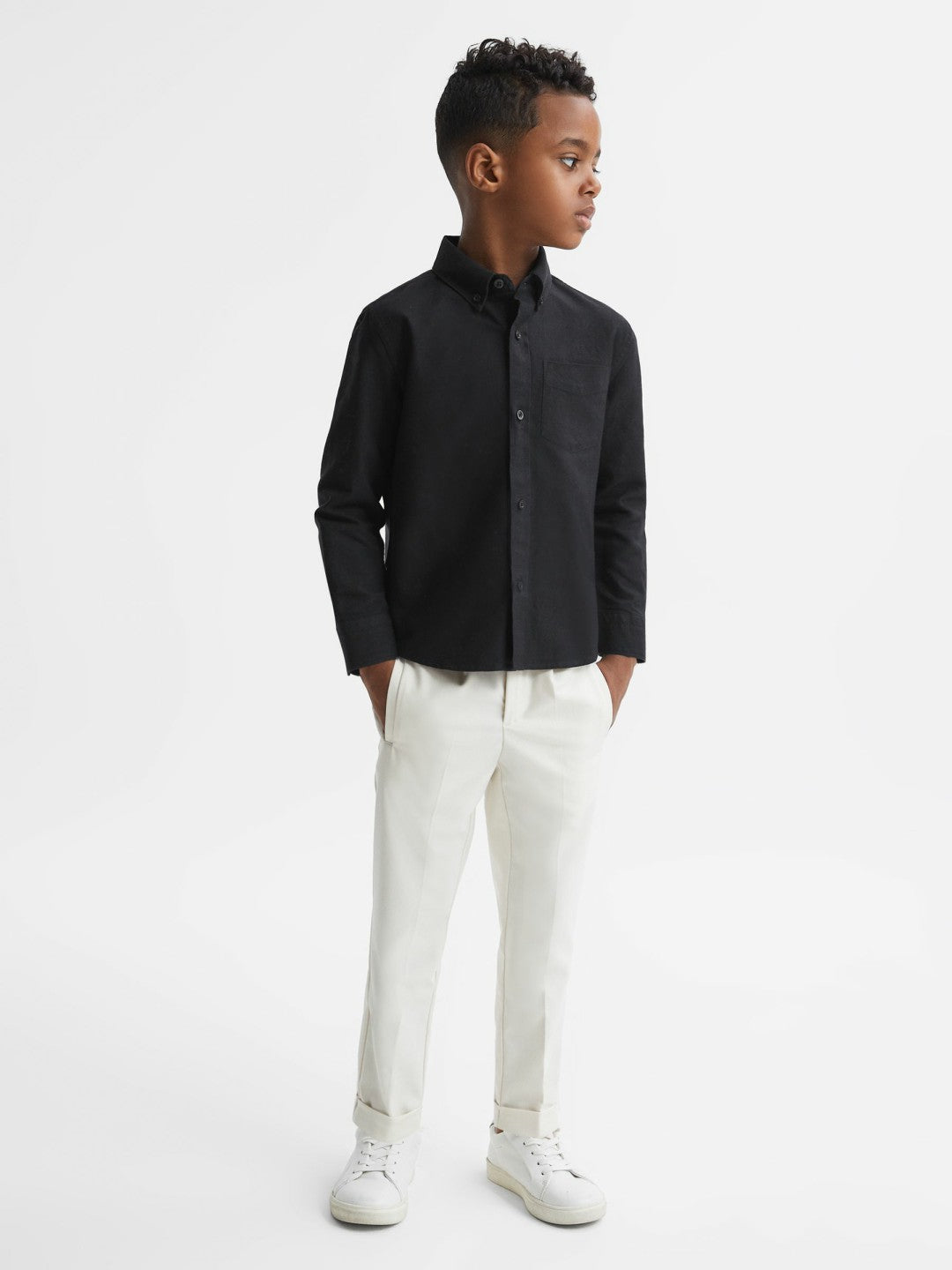 Reiss 3-9 yrs Button Down Oxford Shirt in Black