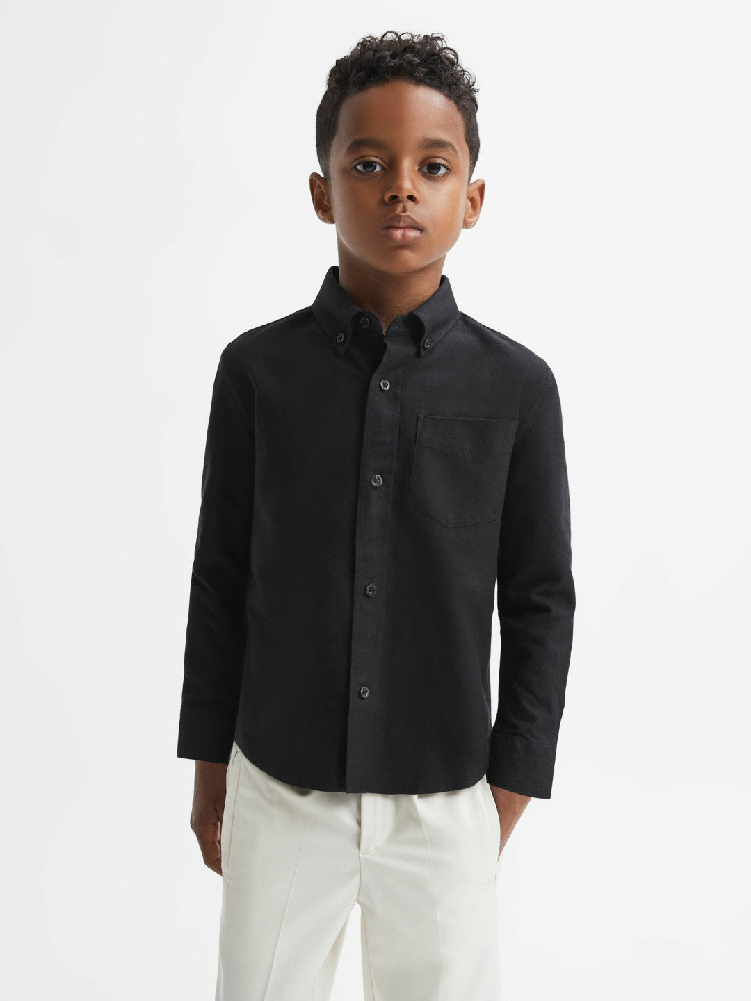 Reiss 3-9 yrs Button Down Oxford Shirt in Black