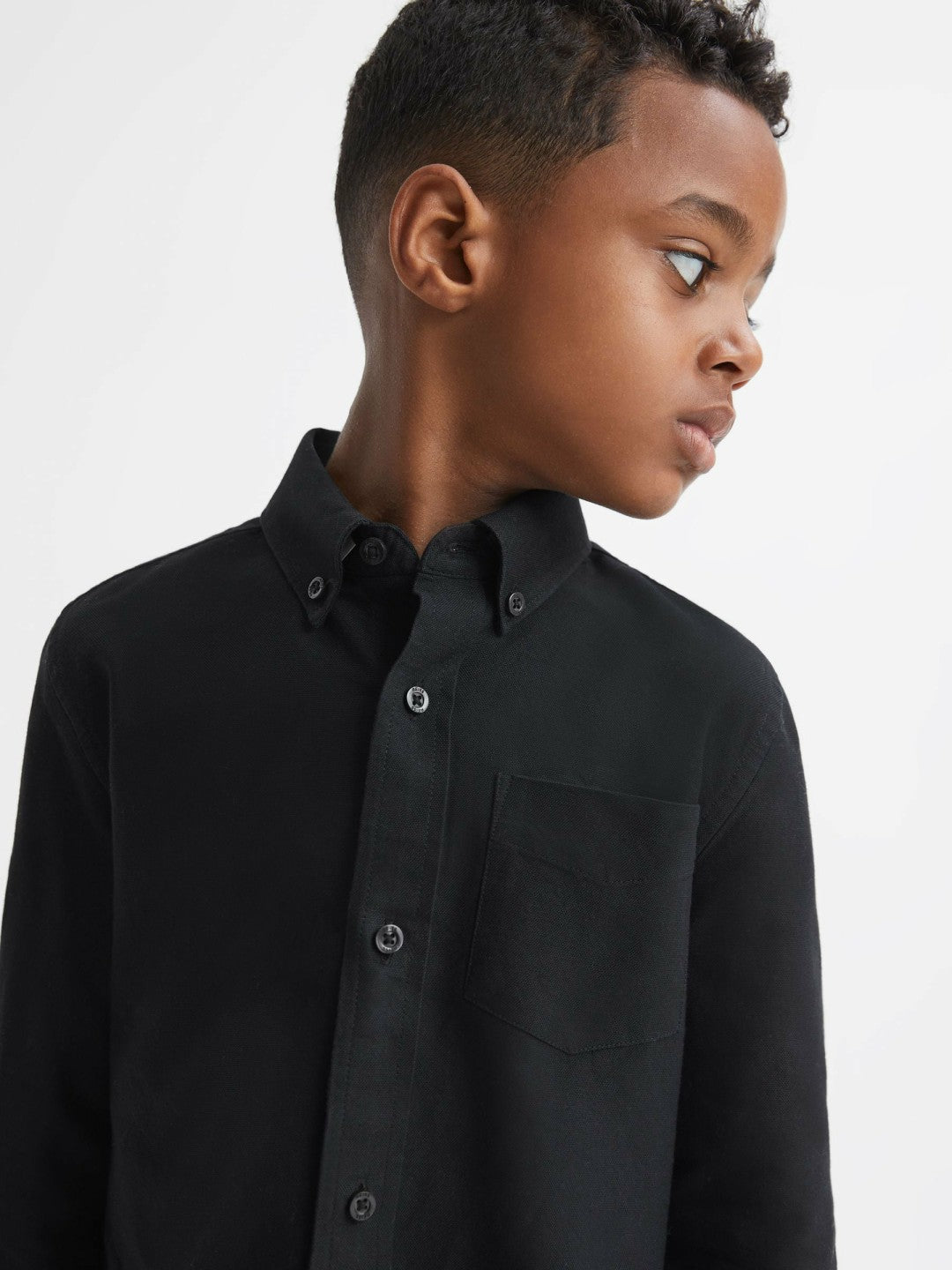 Reiss 3-9 yrs Button Down Oxford Shirt in Black
