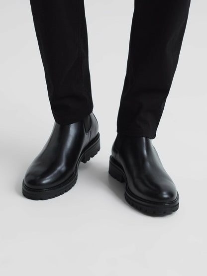 Reiss Leather Chelsea Boots in Black