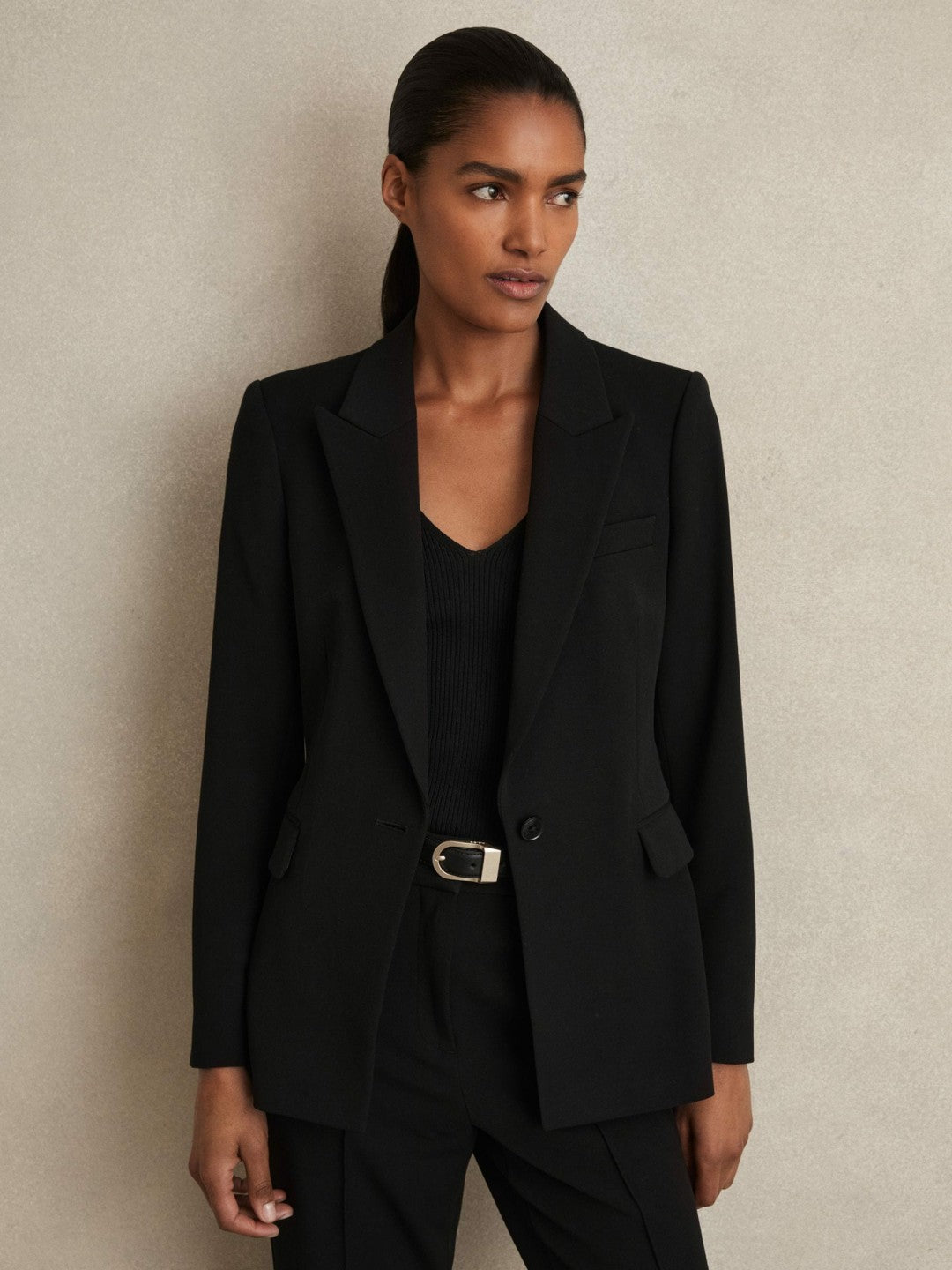 Reiss Tailored Single Breasted Suit Blazer in Black