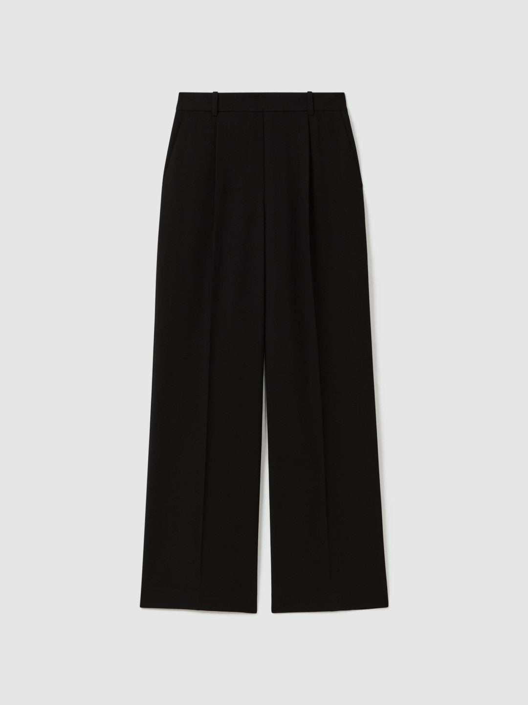 Reiss Petite Half-Elasticated Wide Leg Trousers in Black