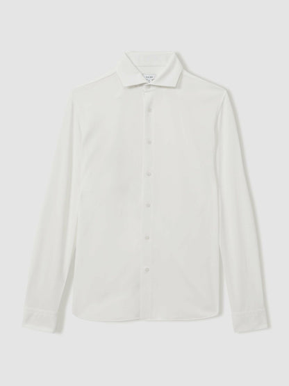Reiss Modal Blend Cutaway Collar Shirt in White